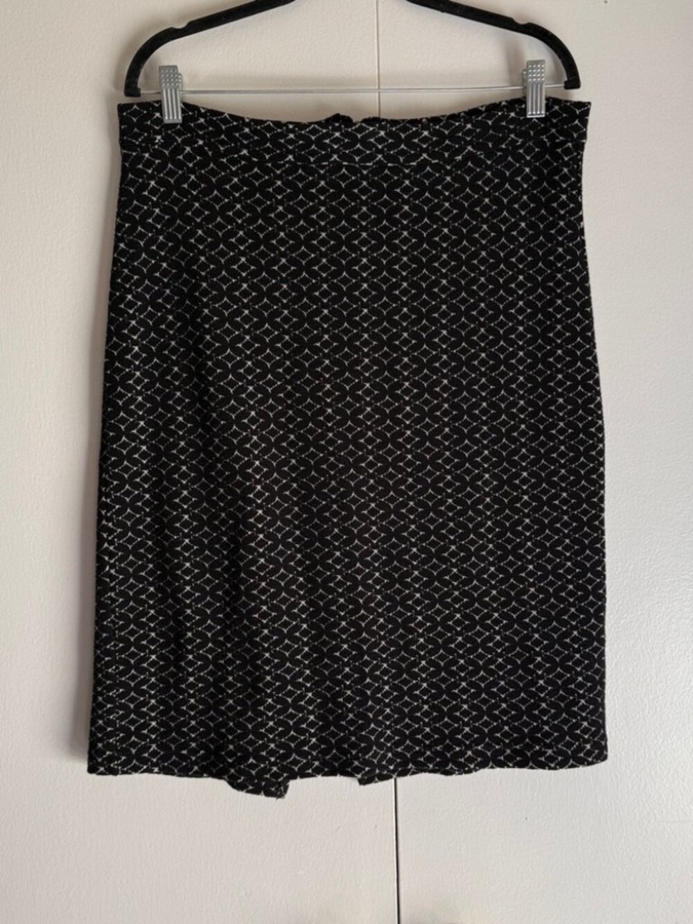 Maeve Anthropologie Black White Pencil Skirt Stretch Zip Up Women’s Size Large